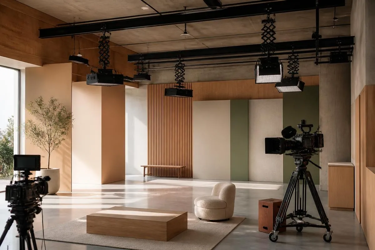 Dark Studio s tmavou scénou a nasvícením